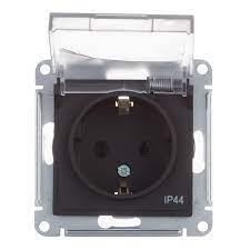 ATN441046 Atlasdesign AQUA розетка с заземл. со шторк с крышк., 16А, IP44, механизм, карбон, фото 3