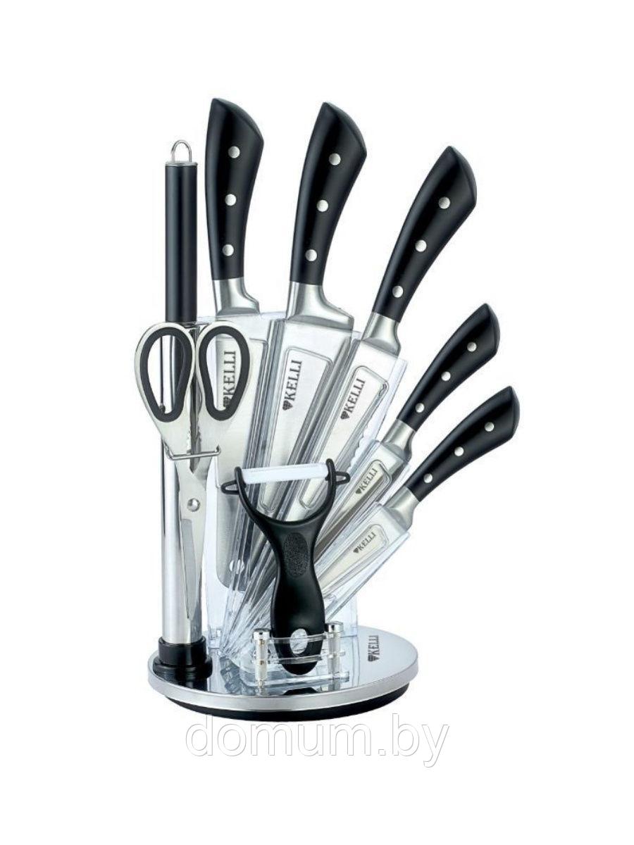 Набор кухонных ножей Kelli на подставке 9 предметов KL-2029