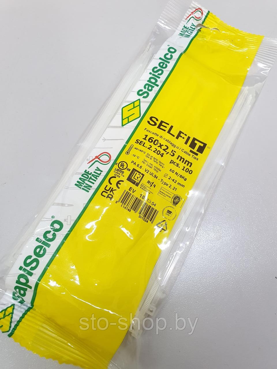 SapiSelco 160 х 2,5 max Ø40 Кабельная стяжка белая SEL.3.204 (100шт) - фото 1 - id-p177843962