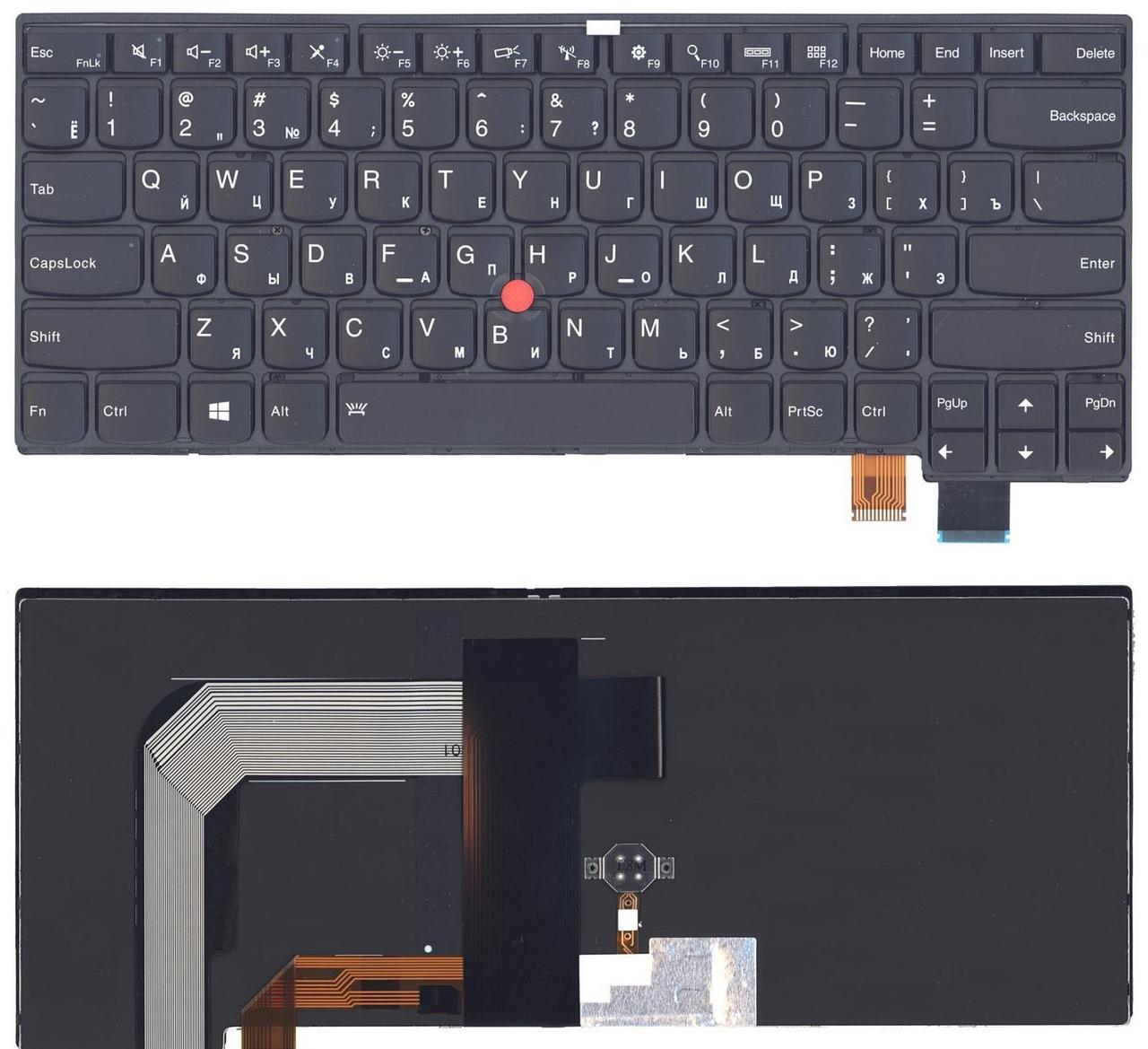 Клавиатура ноутбука Lenovo ThinkPad 13 2nd, черная, с подсветкой