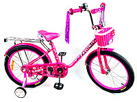 Велосипед двухколесный Lady 16 дюймов с приставными колесами для девочки от 4 лет (розовый)