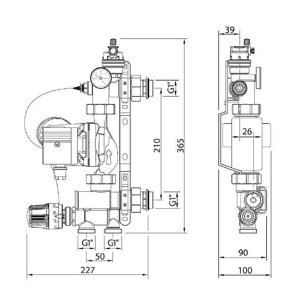 Насосно-смесительный узел без насоса AV Engineering AVE250-01 - фото 3 - id-p177444554