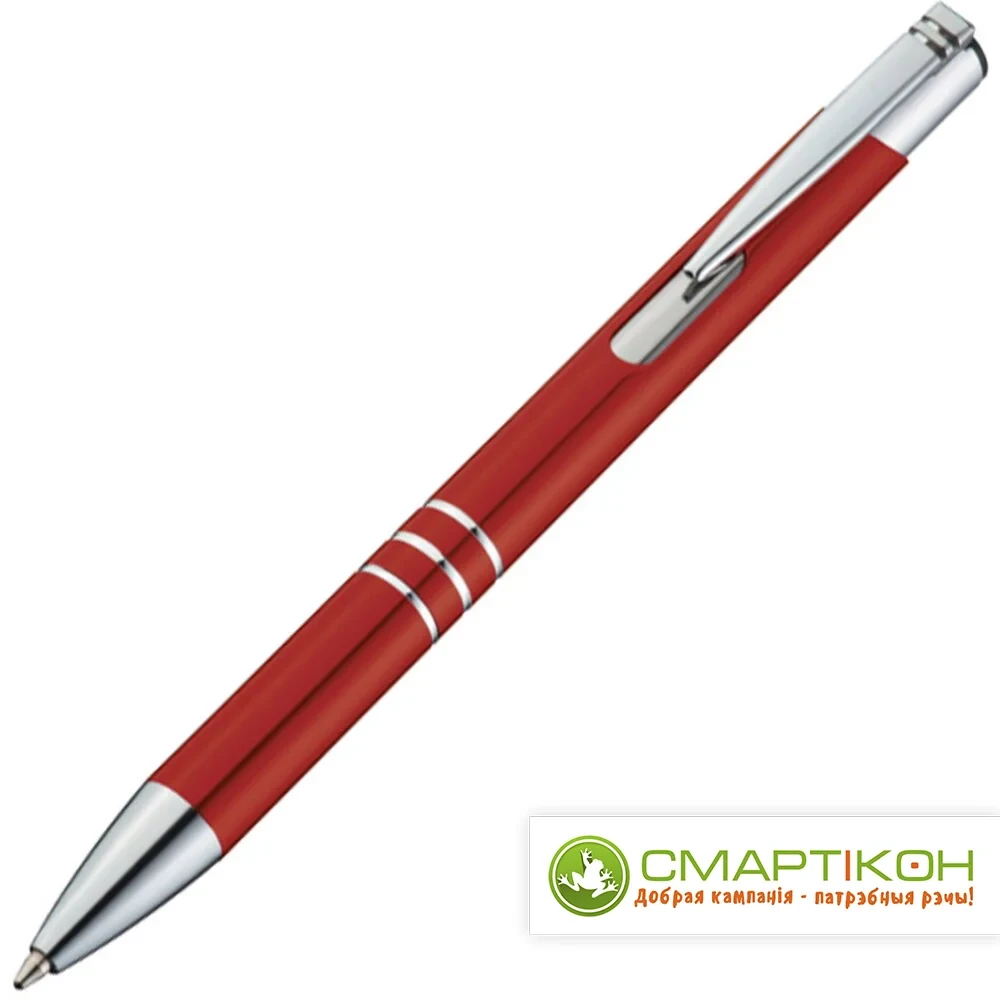 Шариковая ручка автоматическая Ascot Easy Gifts 0,7 мм метал красный/серебро.
