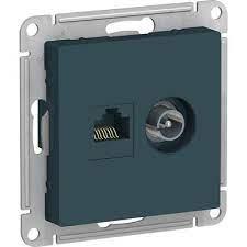 ATN000889 Atlasdesign розетка двойная комп+ТВ, RJ45+TV, кат.5E, механизм, изумруд