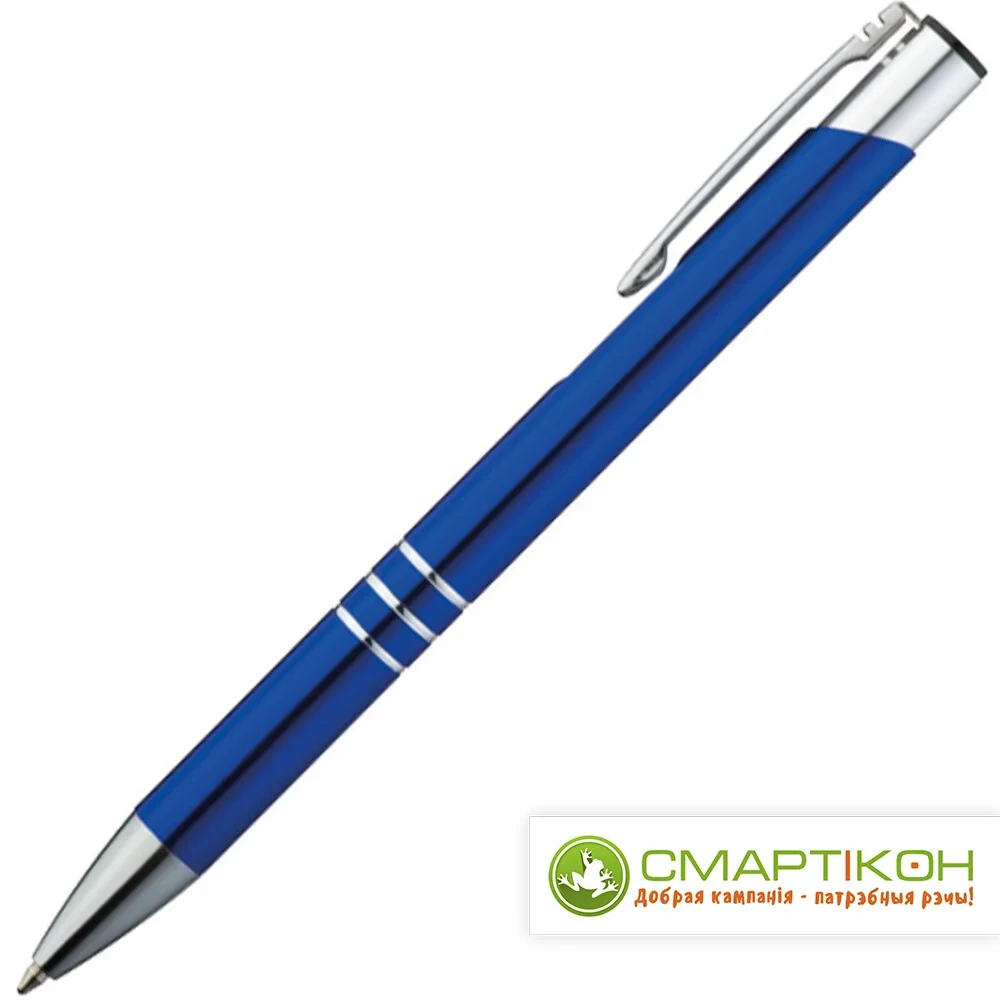 Шариковая ручка автоматическая Ascot Easy Gifts 0,7 мм метал синий/серебро. - фото 1 - id-p177846963