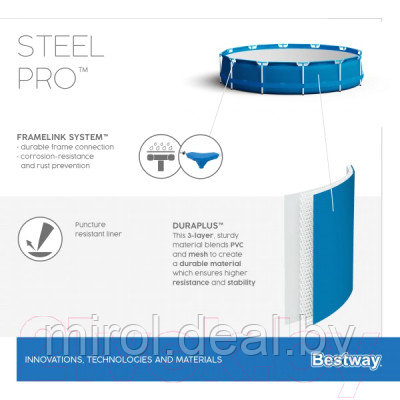Каркасный бассейн Bestway Steel Pro 56679 - фото 5 - id-p170777666