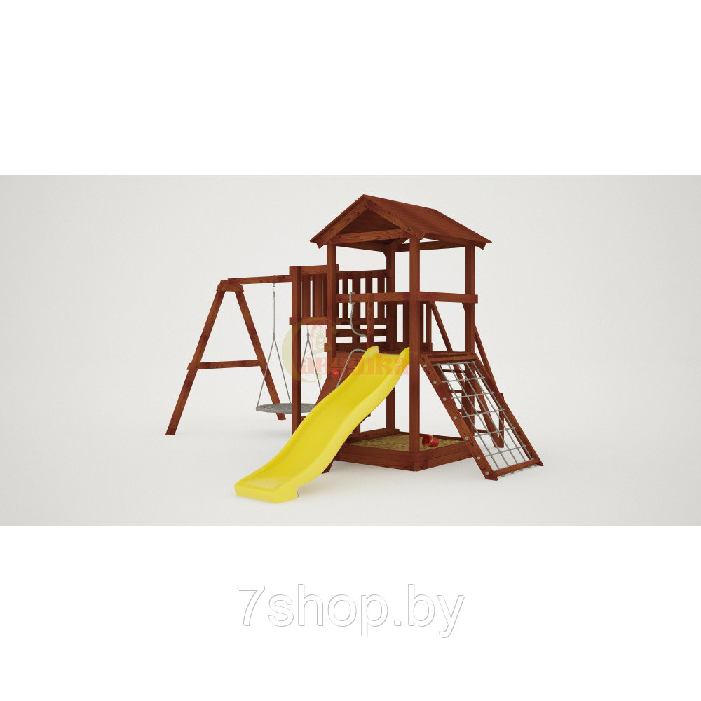 Детская площадка Савушка Мастер 2 с качелями Гнездо 1 метр (Махагон) - фото 3 - id-p177858378
