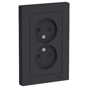 ATN001022 Atlasdesign розетка двойная без заземления со шторками,16А, в сборе, карбон, фото 2