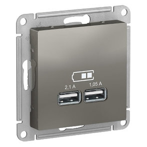 ATN000933 Atlasdesign USB розетка, 5В, 1 порт x 2,1 А, 2 порта х 1,05 А, механизм, сталь, фото 2