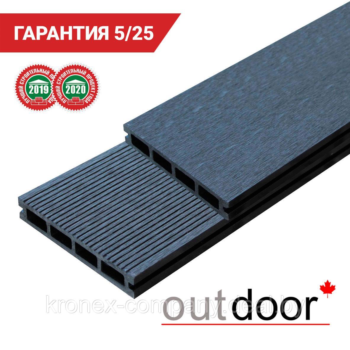 Террасная доска ДПК Outdoor 150*25*3000 мм. вельвет/шлифованная черная - фото 1 - id-p94890080