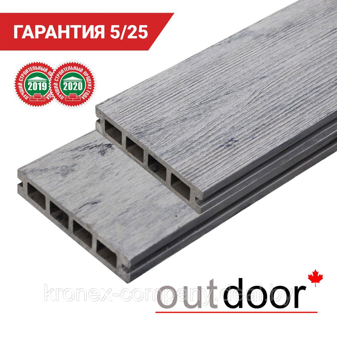 Террасная доска ДПК Outdoor 3D 120*25*4000 мм. STORM GREY серая - фото 1 - id-p116895305