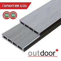 Террасная доска ДПК Outdoor 150*25*4000 мм. вельвет/шлифованная серая микс