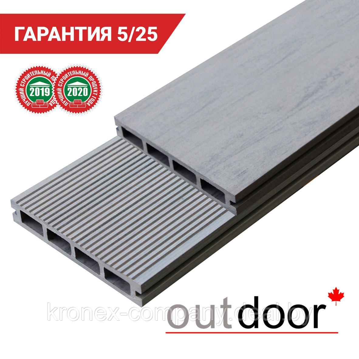 Террасная доска ДПК Outdoor 150*25*4000 мм. вельвет/шлифованная серая микс - фото 1 - id-p94890082