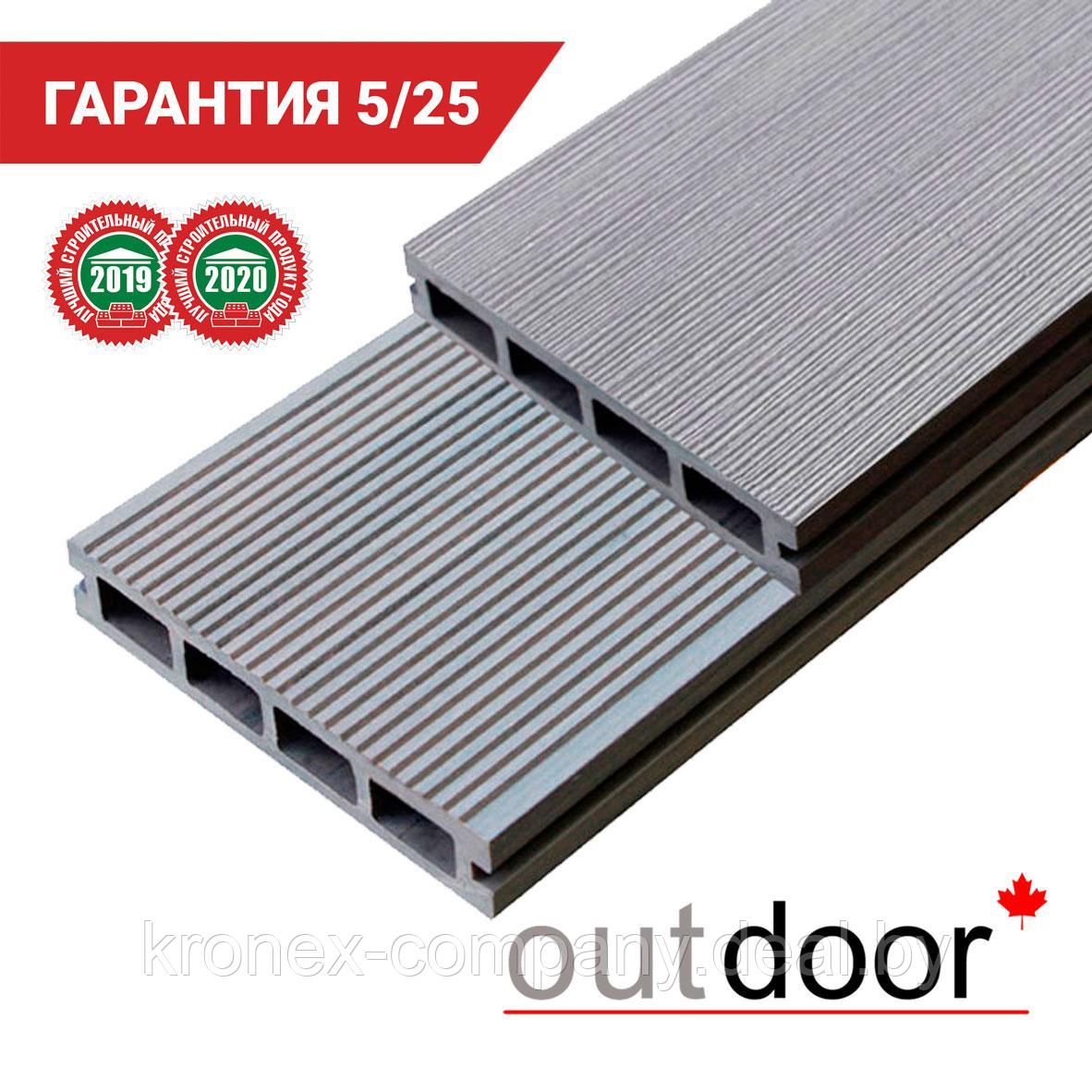 Террасная доска ДПК Outdoor 150*25*3000 мм. вельвет/браш серая микс - фото 1 - id-p131221215