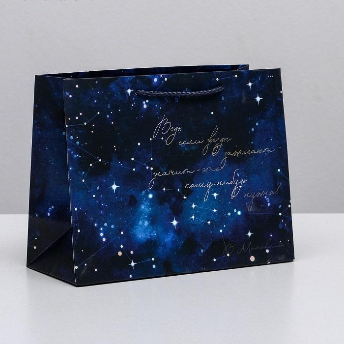 Подарочный пакет «Звездное небо» 23 × 18 × 10 см