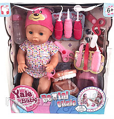 Кукла Пупс с набором Дантист YL1827C розовый цвет, закрывает глазки, соска, горшок