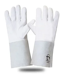 Краги-перчатки аргонщика, спилок/кожа, длина 35см, цвет серый