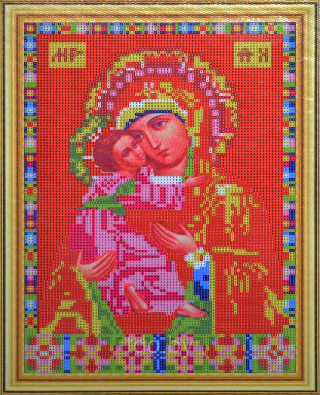 Алмазная мозаика на подрамнике 30х40 см. Икона Пресвятая Богородица Владимирская