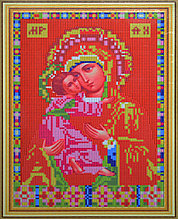 Алмазная мозаика на подрамнике 30х40 см. Икона Пресвятая Богородица Владимирская