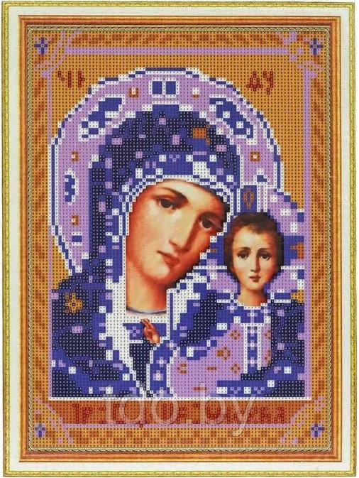 Алмазная мозаика на подрамнике 30х40 см. Икона Пресвятая Богородица Казанская - фото 3 - id-p177886999