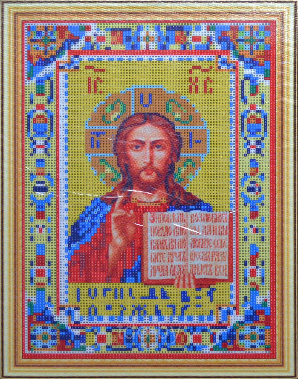 Алмазная мозаика на подрамнике 30х40 см. Икона Господь Вседержитель