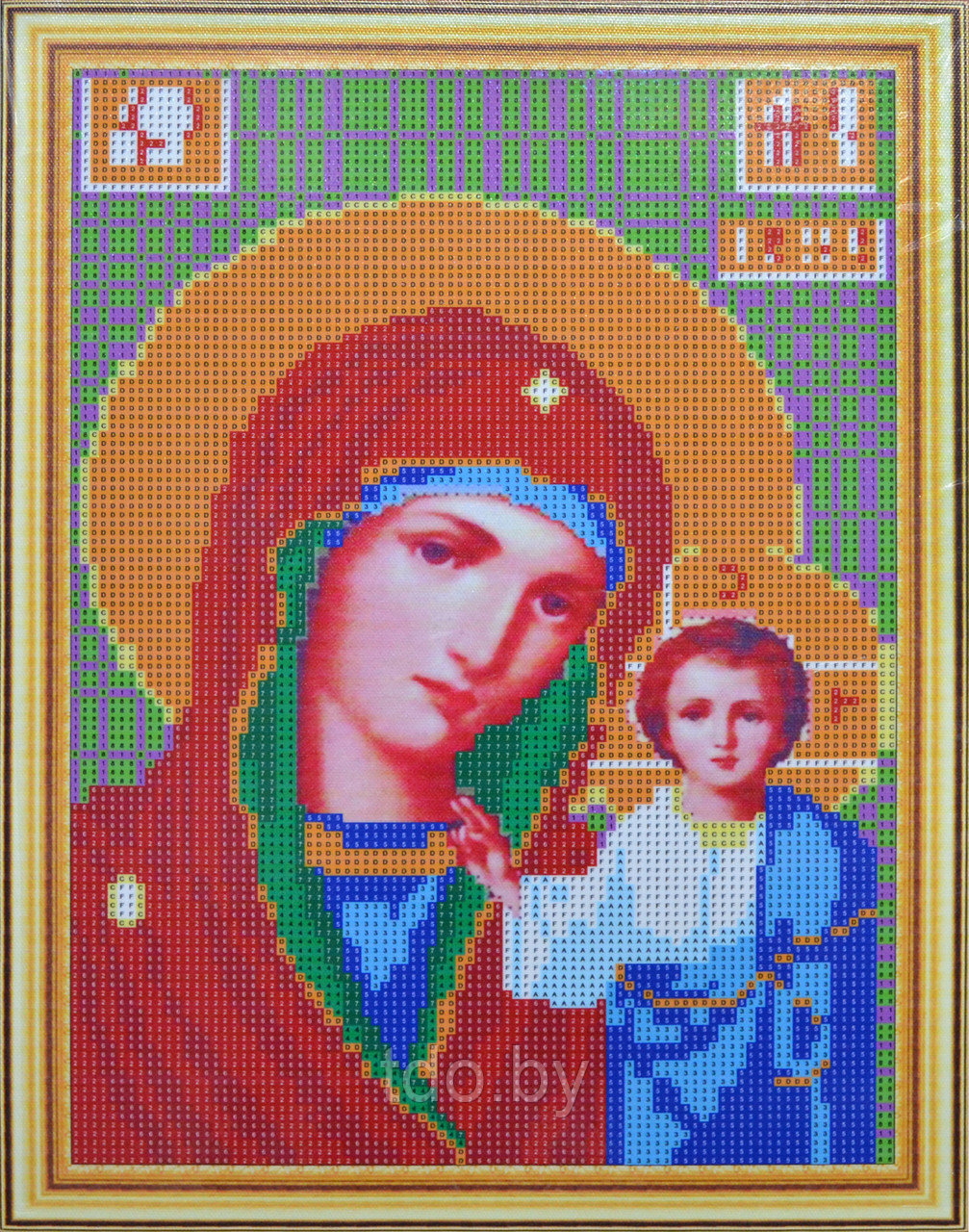 Алмазная мозаика на подрамнике 30х40 см. Икона Пресвятая Богородица Казанская