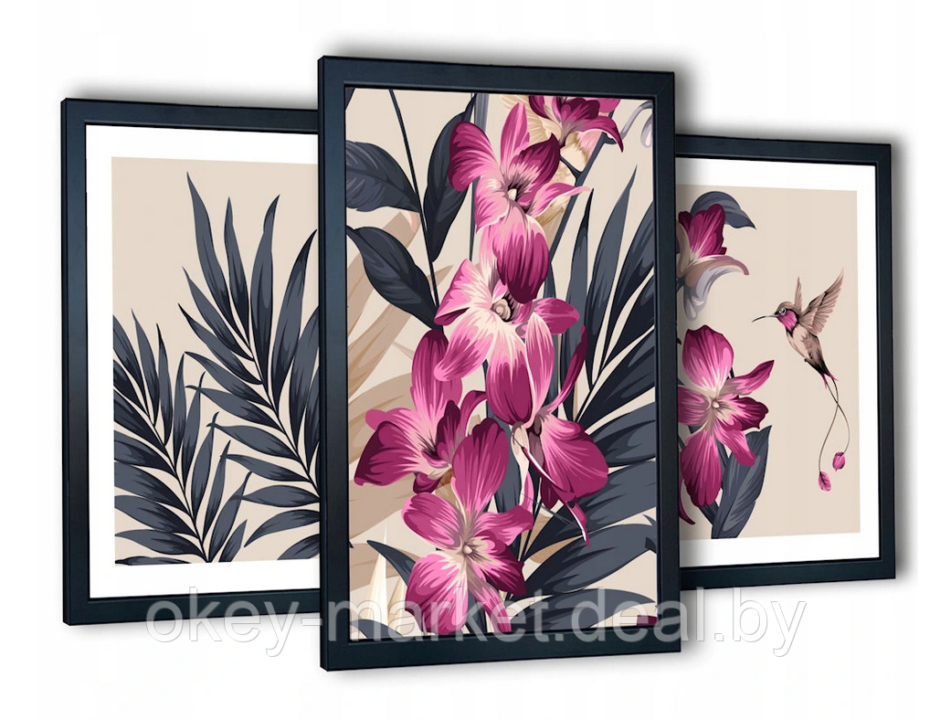 Модульная картина для интерьера размер 129x63 см Орхидея, фото 2
