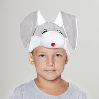 Карнавальная шапка "Зайчонок" серо-белый обхват головы 52-57см   2492838, фото 1