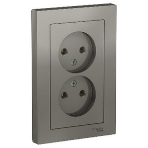 ATN000920 Atlasdesign розетка двойная без заземления,16А, в сборе, сталь, фото 2