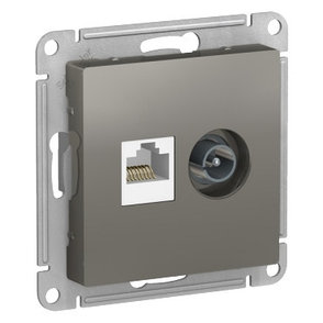 ATN000989 Atlasdesign розетка двойная комп+ТВ, RJ45+TV, кат.5E, механизм, сталь, фото 2