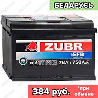 Аккумулятор Зубр EFB / 78Ah / 750А / Обратная полярность / 278 x 175 x 190