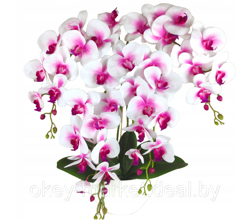 Цветочная композиция из орхидей в горшке 4 ветки D-567