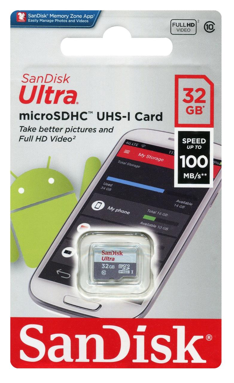 Карта памяти SanDisk Ultra microSDHC UHS-I 32GB - фото 1 - id-p177937677