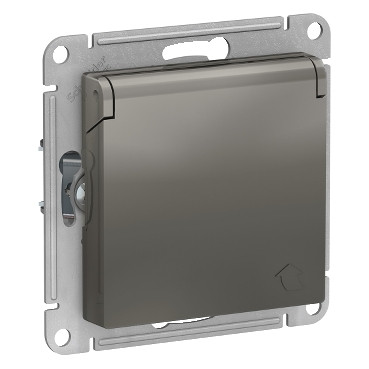 ATN000946 Atlasdesign розетка с заземл. со шторками с крышкой, 16А, IP20, механизм, сталь