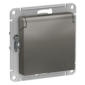 ATN000946 Atlasdesign розетка с заземл. со шторками с крышкой, 16А, IP20, механизм, сталь, фото 2