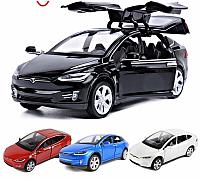 Машинка металлическая Tesla Model X Тесла Модель Икс - открываются двери, капот,багажник