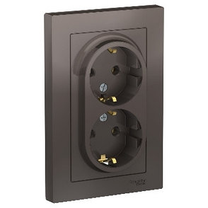 ATN000624 Atlasdesign розетка двойная с заземлением, 16А, в сборе, мокко, фото 2