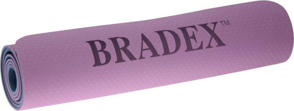 Коврик для йоги и фитнеса 183*61*0,6 двухслойный фиолетовый Bradex SF 0402 - фото 4 - id-p177966280