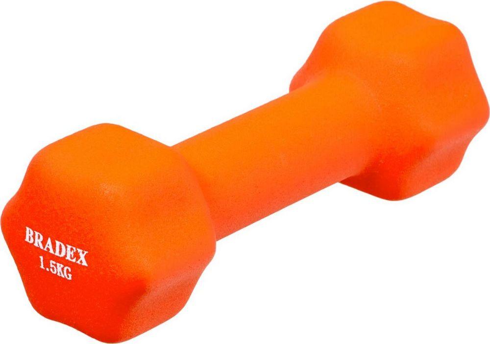 Гантель неопреновая 1,5 кг оранжевая  Bradex SF 0541