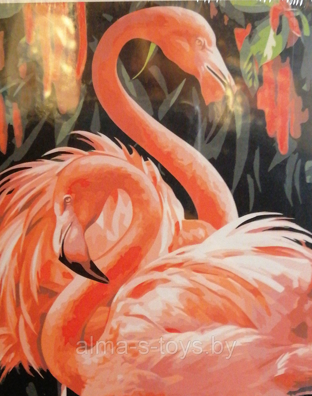 Алмазная мозаика "Пара розовых фламинго", 30* 40, на твёрдом подрамнике