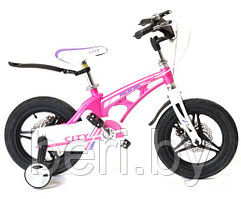 KMC140PK Детский велосипед ROOK CITY 14", приставные колеса, звонок, защита цепи
