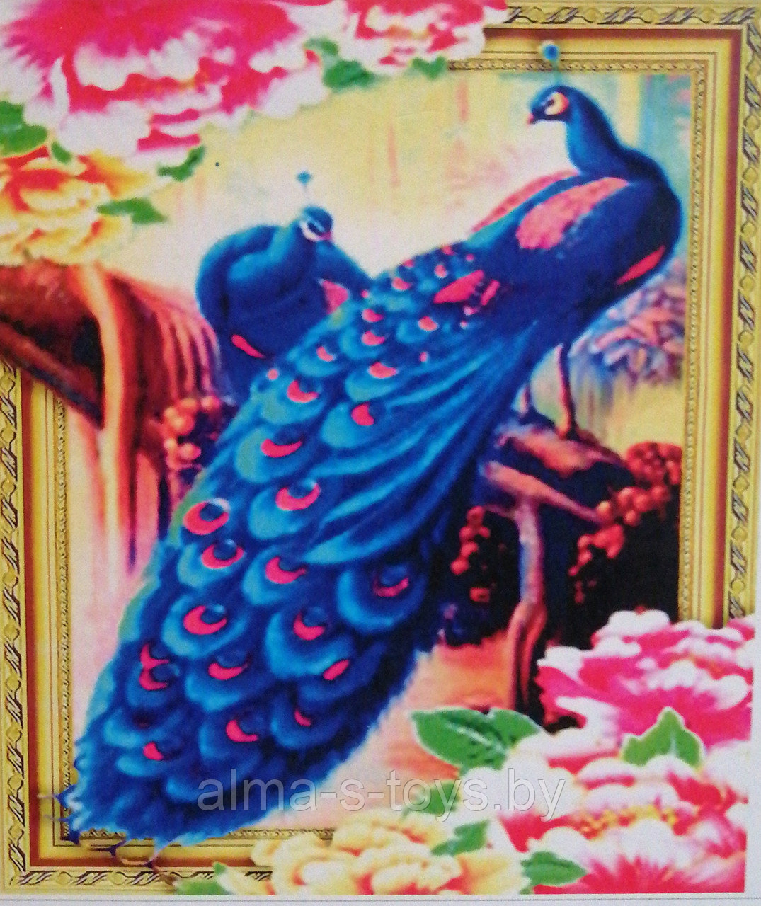Алмазная мозаика "Синие павлины", 5Д,40* 50, АКЦИЯ