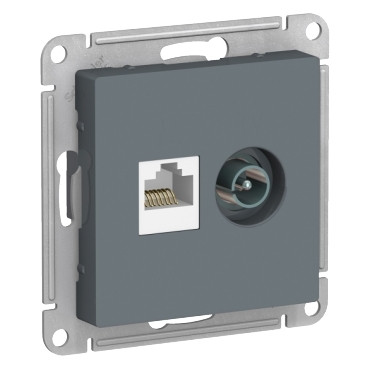 ATN000789 Atlasdesign розетка двойная комп+ТВ, RJ45+TV, кат.5E, механизм, грифель