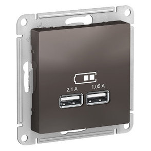 ATN000633 Atlasdesign USB розетка, 5В, 1 порт x 2,1 А, 2 порта х 1,05 А, механизм, мокко, фото 2