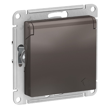 ATN000646 Atlasdesign розетка с заземл. со шторками с крышкой, 16А, IP20, механизм, мокко