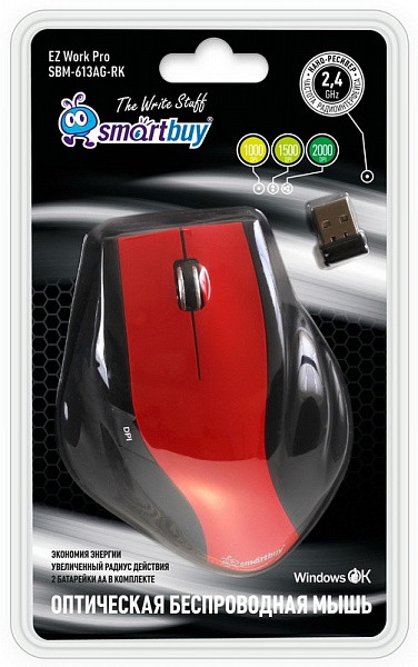Беспроводная оптическая мышь Smartbuy SBM-613AG-RK, 6 кнопок, 1000-2000dpi - фото 1 - id-p22350903