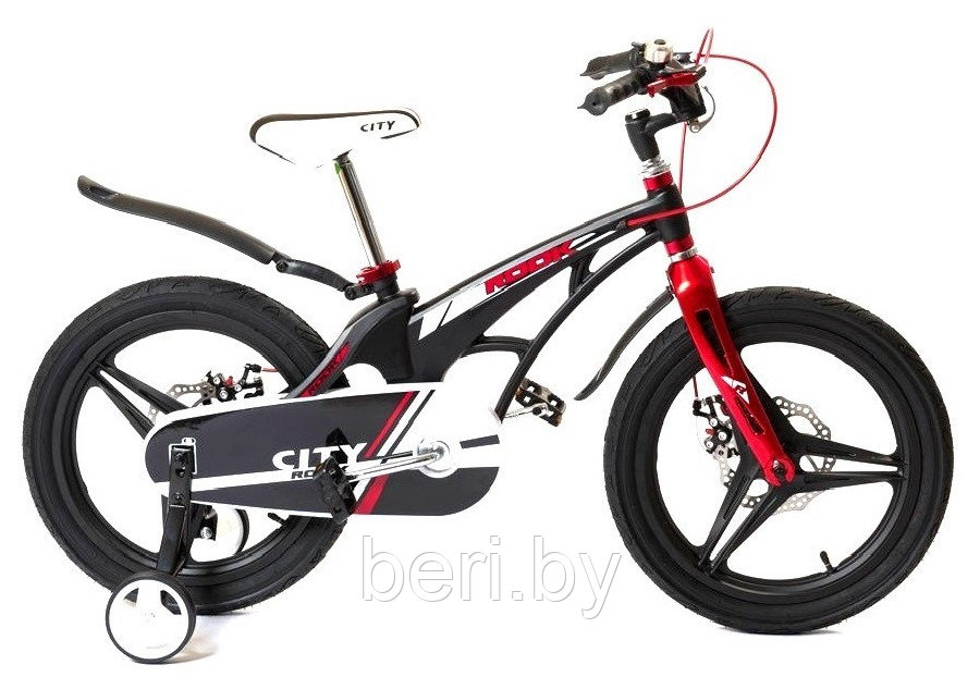 KMC180BK Детский велосипед ROOK CITY 18", приставные колеса, звонок, защита цепи