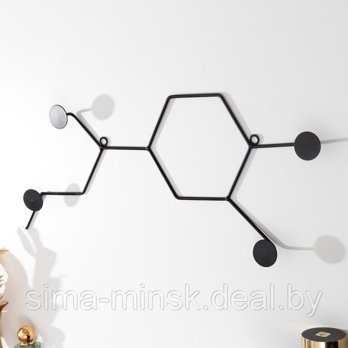 Крючки декоративные металл "Молекулы" чёрный 23х57,5 см