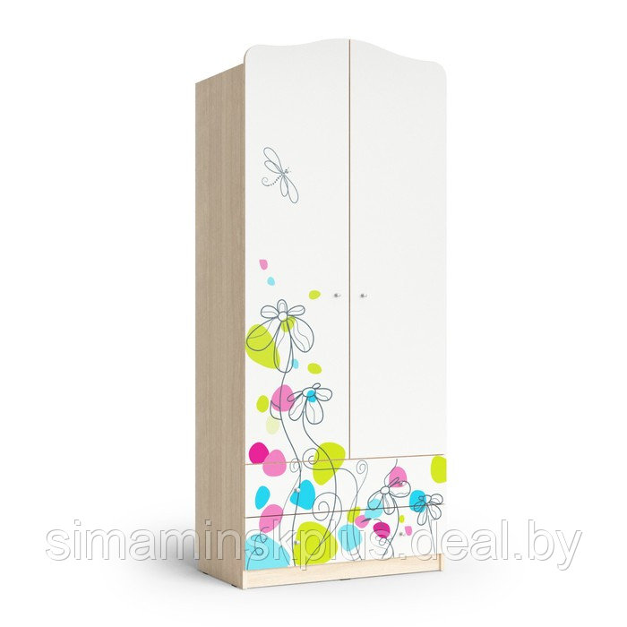 Шкаф 2-х дверный с ящиками Flowers, 800х450х1890, Шимо светлый - фото 1 - id-p177996899