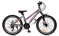 Горный подростковый велосипед Greenway Colibri-H 24", серый/розовый